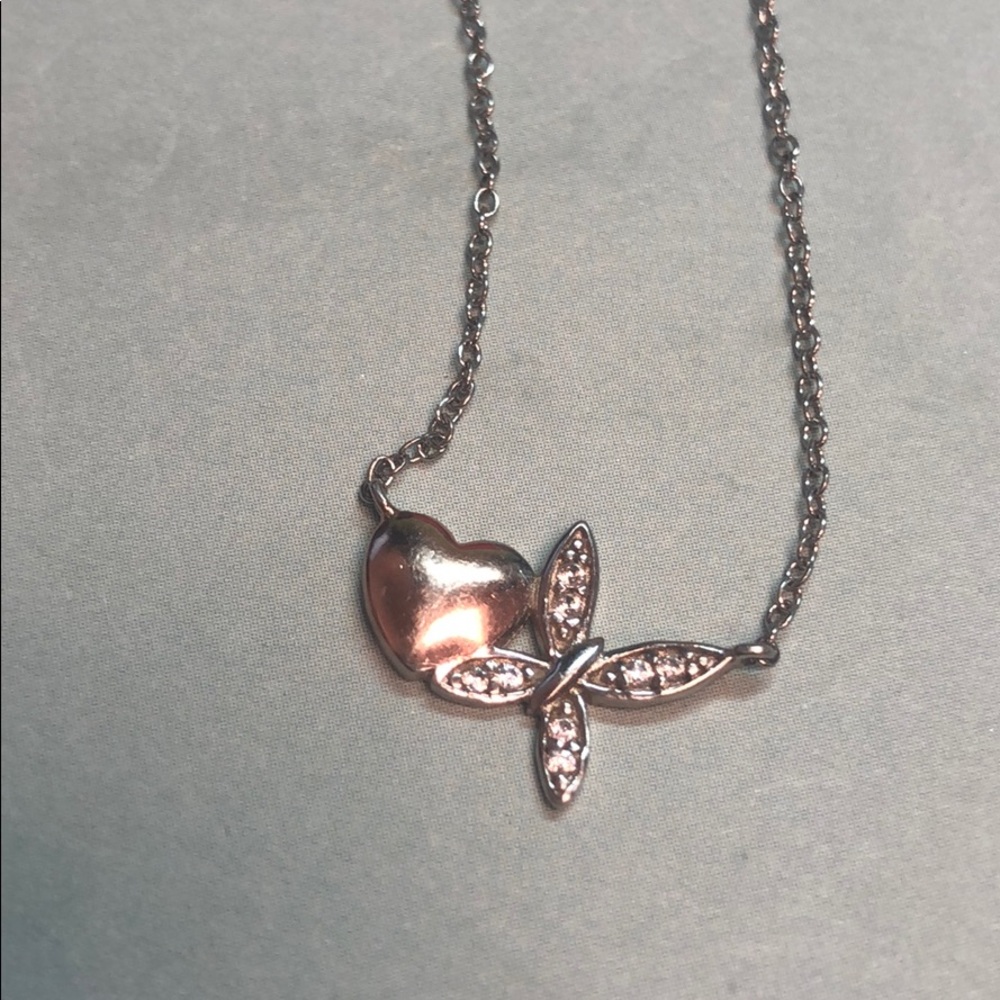 Heart and Butterfly Silver necklace